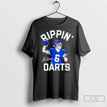 Premium Jaxson Dart Ripping Darts Signature New York Giants Tee