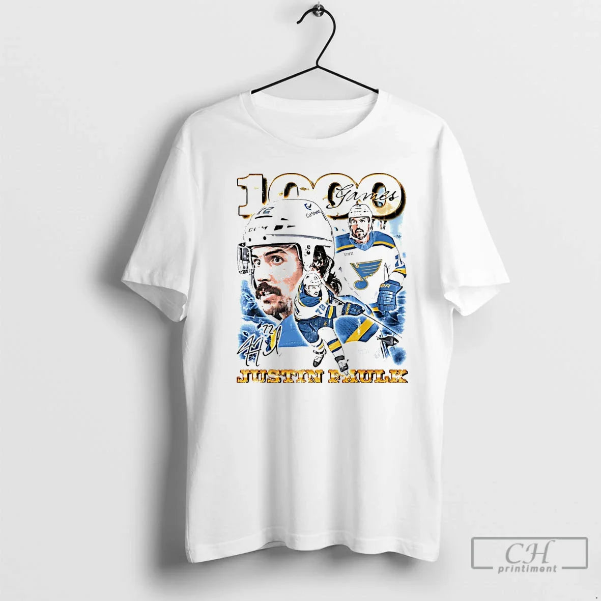 Premium Justin Faulk St Louis Blues 1000 Games TShirt Designer Look
