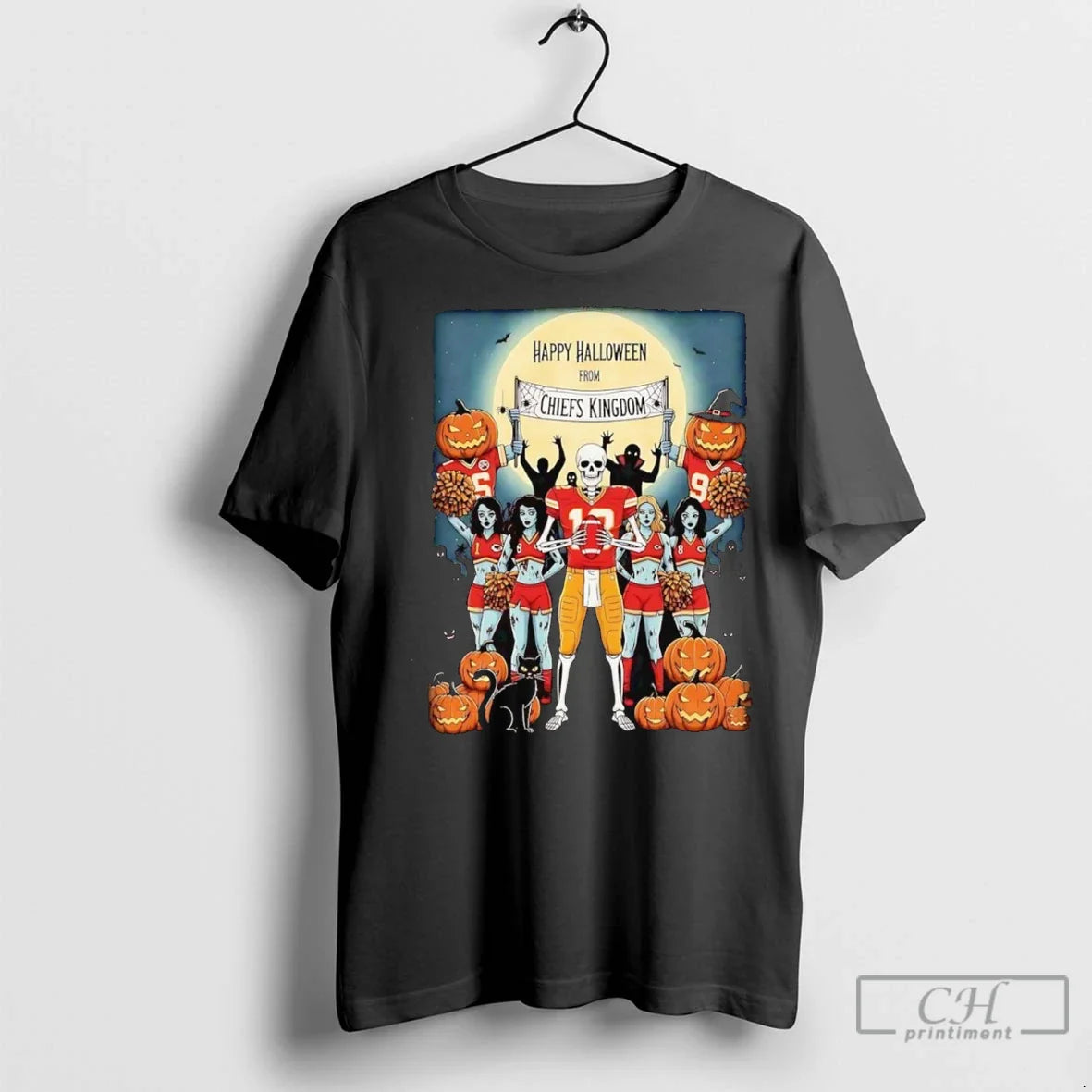 Premium Kc Chiefs Kingdom Skeletons Happy Halloween Long Sleeve