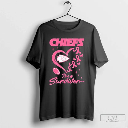 Premium Kansas City Chiefs Heart Logo Im Survivor Ball T Shirts
