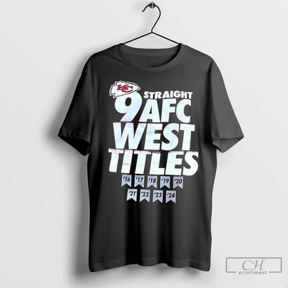 Premium Kansas City Chiefs Straight 9 Afc West Titles TShirt Trendy