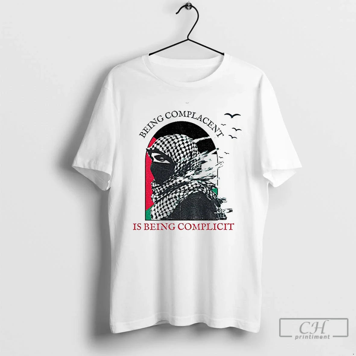 Premium Keffiyeh Being Complacent Is Being Complicit Palestine Flag