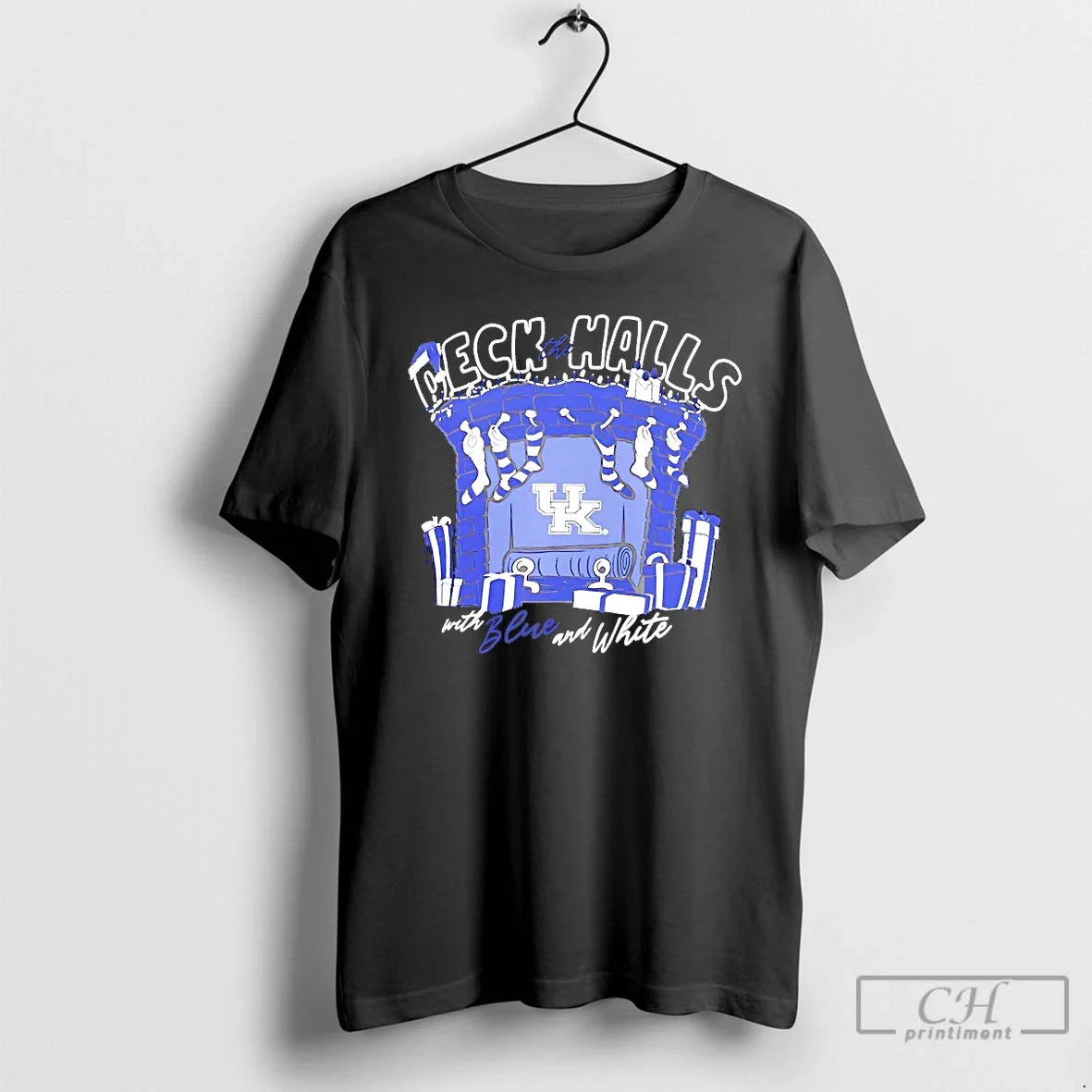 Premium Kentucky Wildcats Deck Halls Blue And White Long Sleeve