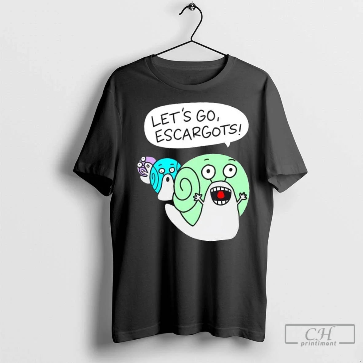 Premium Lets Go Escargots Quirky Cartoon Snail Pun Sweatshirt Unique