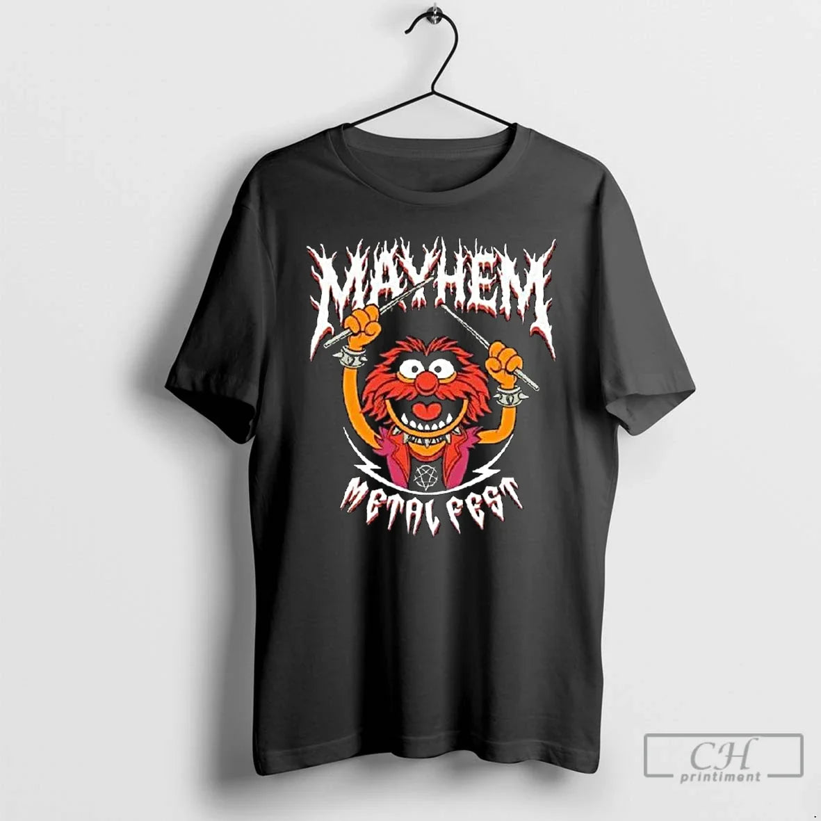 Premium Mayhem Metal Fest Character Animal From Muppets Long Sleve T