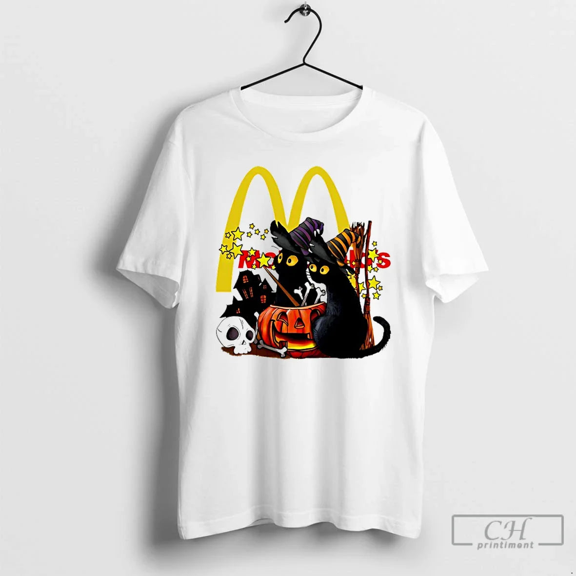Premium Mcdonalds X Black Cat Witch Halloween T Shirts Tee Exclusive