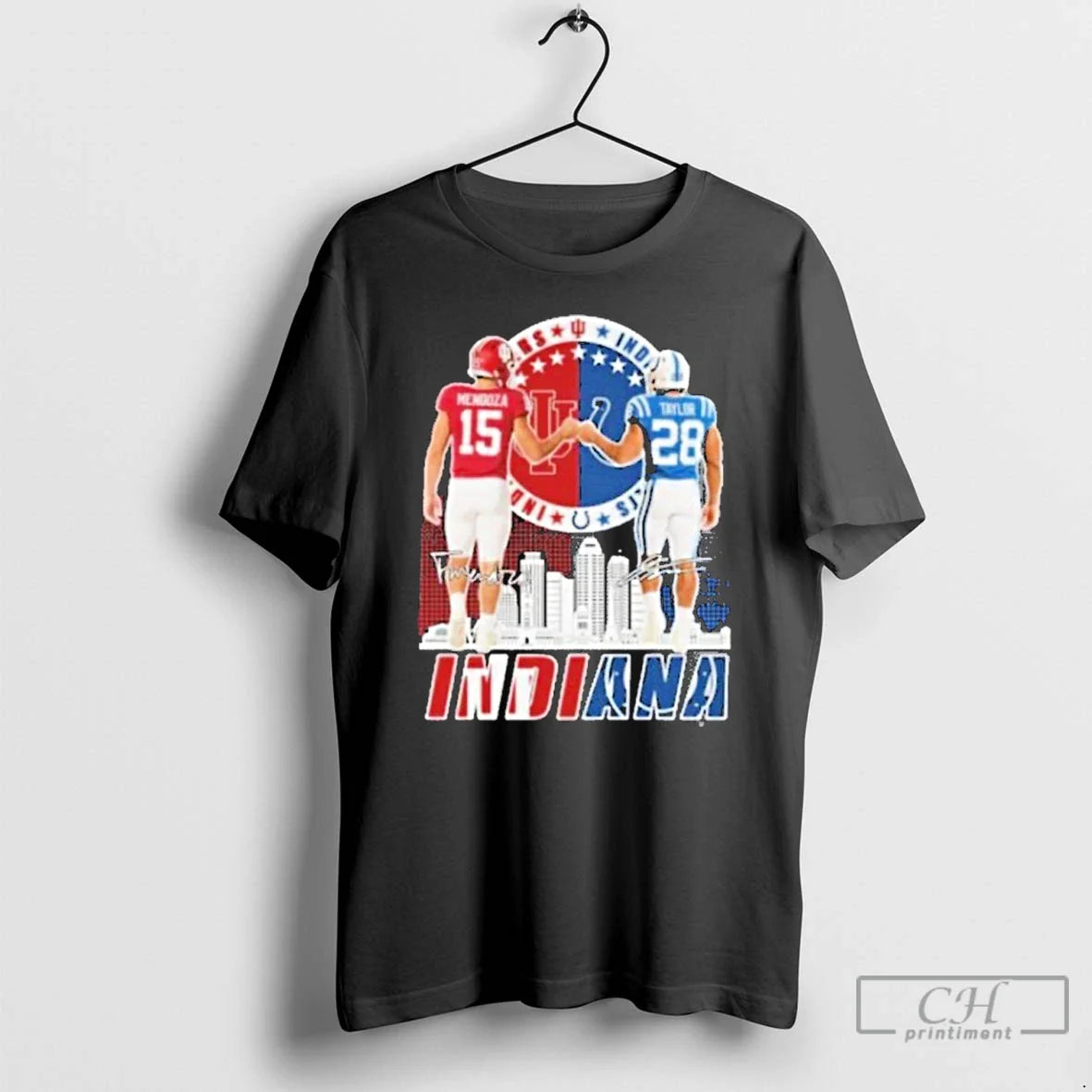 Premium Mendoza Hoosiers And Taylor Colts Skyline Signatures Hoodie