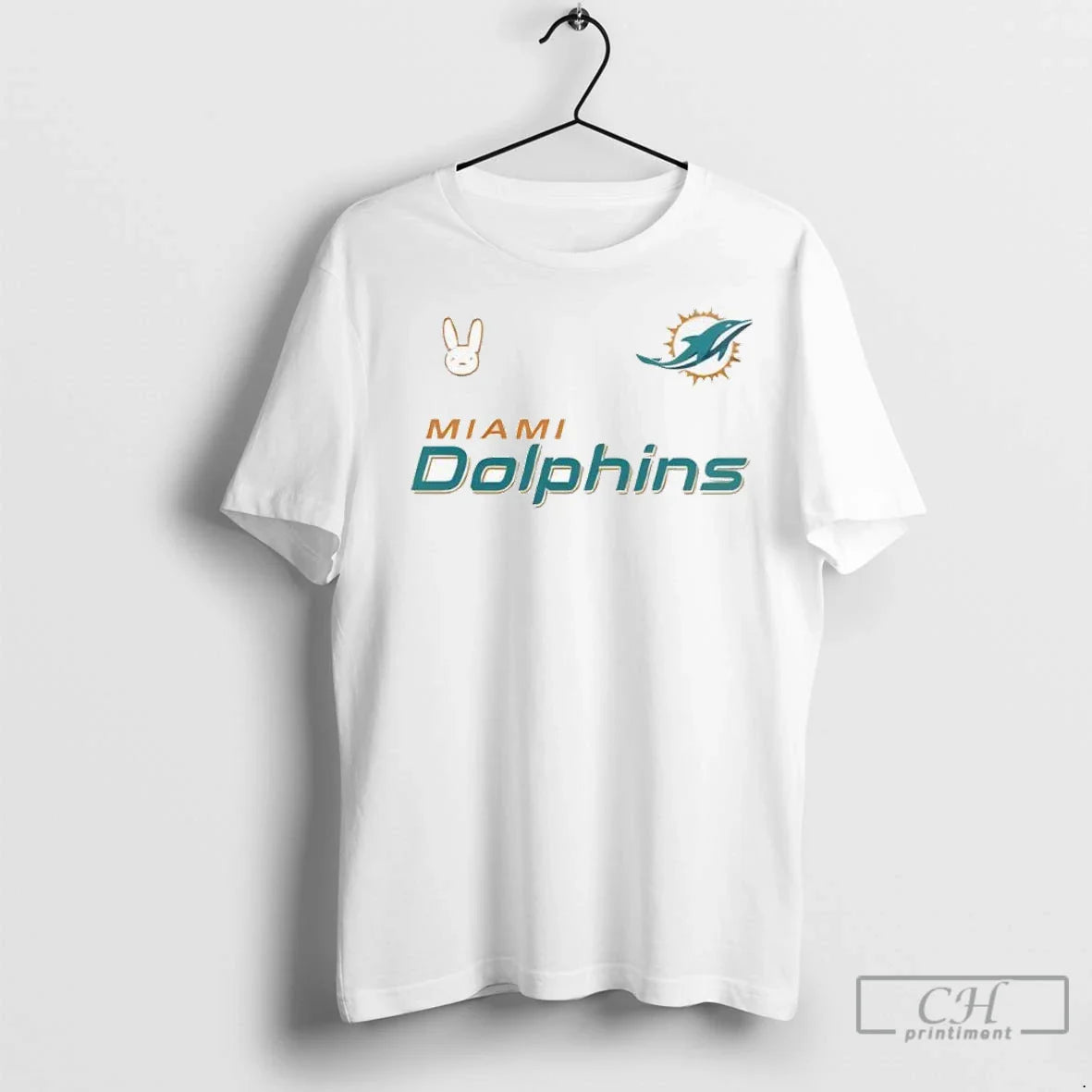 Premium Miami Dolphins Bad Bunny Hoodie Retro Art