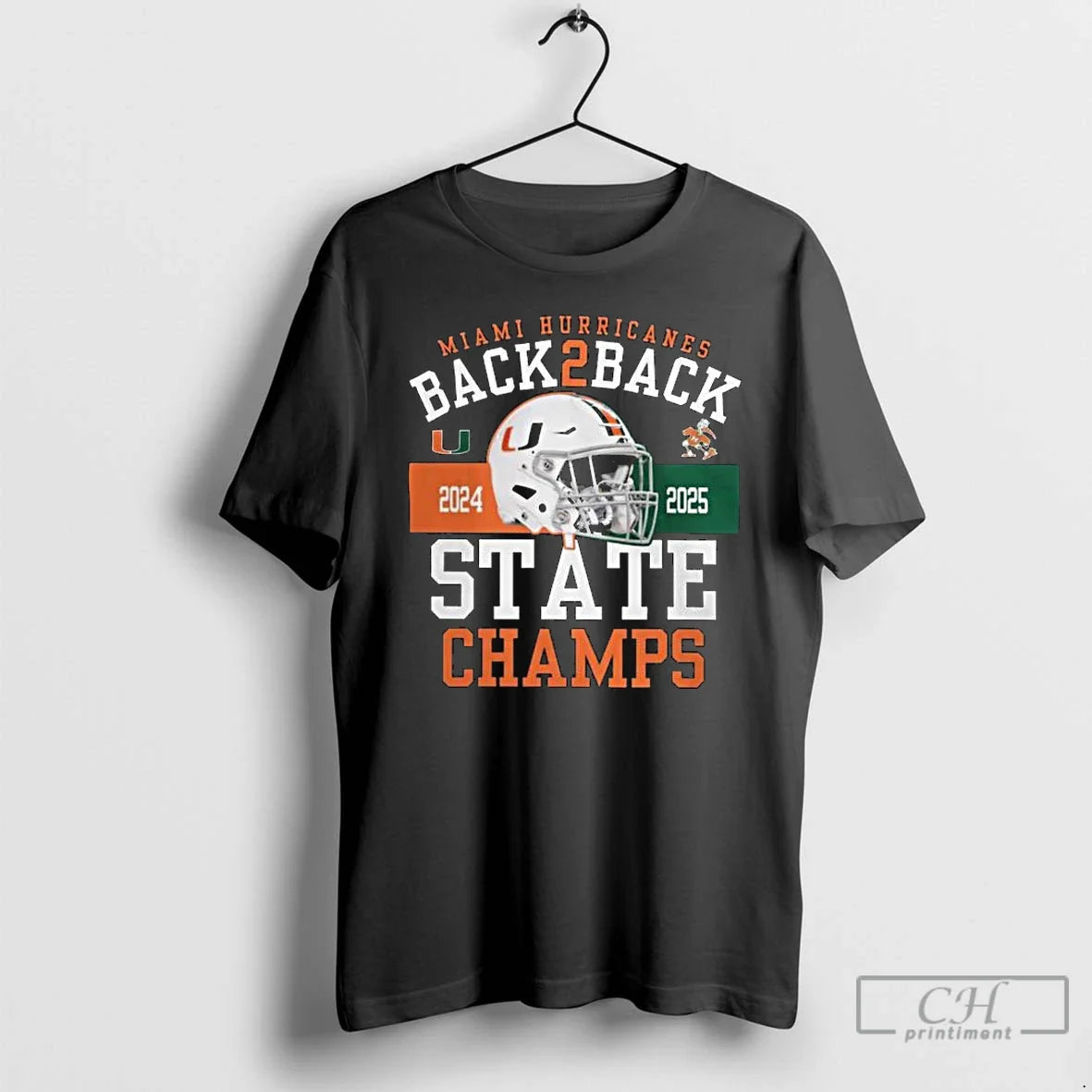 Premium Miami Hurricanes Black Back 2 Back State Champs 2024 2025