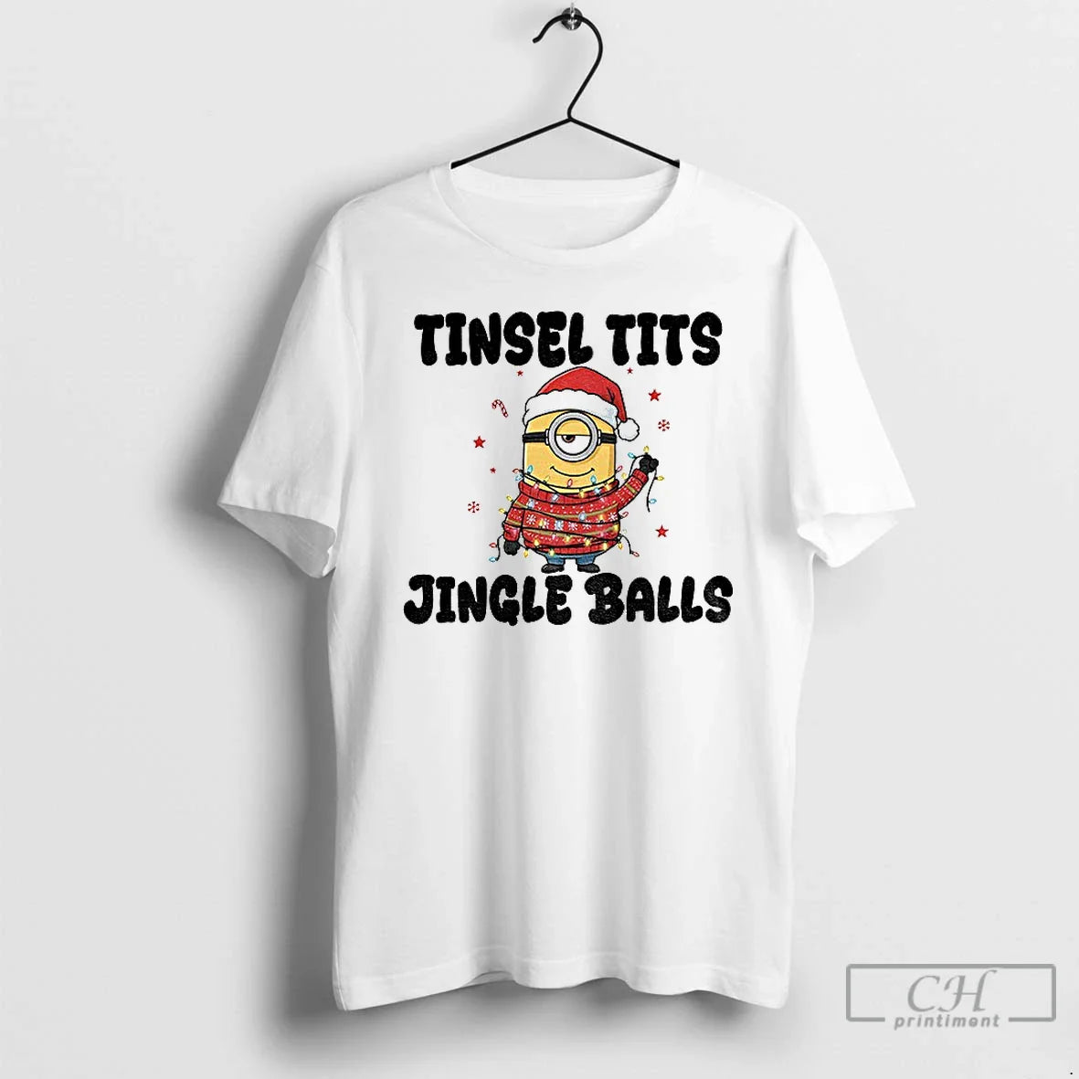 Premium Minion Santa Claus Tinsel Tits Jingle Balls Merry TShirt