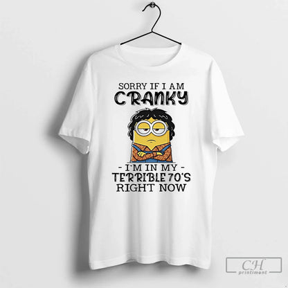 Minion Sorry If I Am Cranky Im My Terrible 70S Right Now Tee Designer
