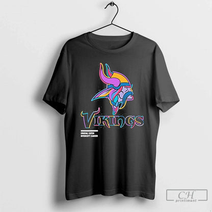 Premium Minnesota Vikings Logo Crucial Catch Intercept Cancer T