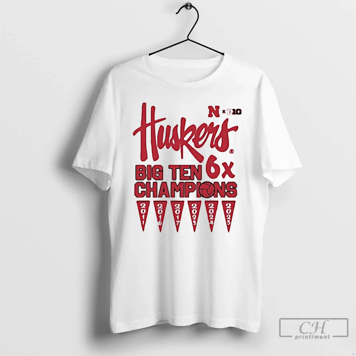 Premium Nebraska Cornhuskers 2025 Big Ten 6X Champions Tee Elegant