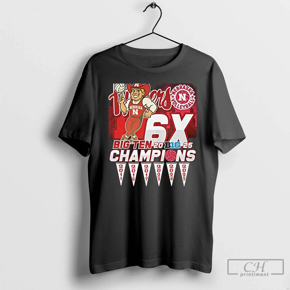 Premium Nebraska Cornhuskers Volleyball Big Ten 2025 6X Champions
