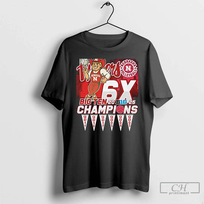 Premium Nebraska Cornhuskers Volleyball Big Ten 2025 6X Champions