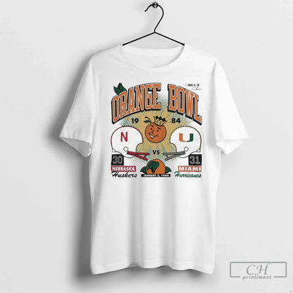 Premium Nebraska Vs Miami 1984 Orange Bowl Ncaa Football Matchup Tee
