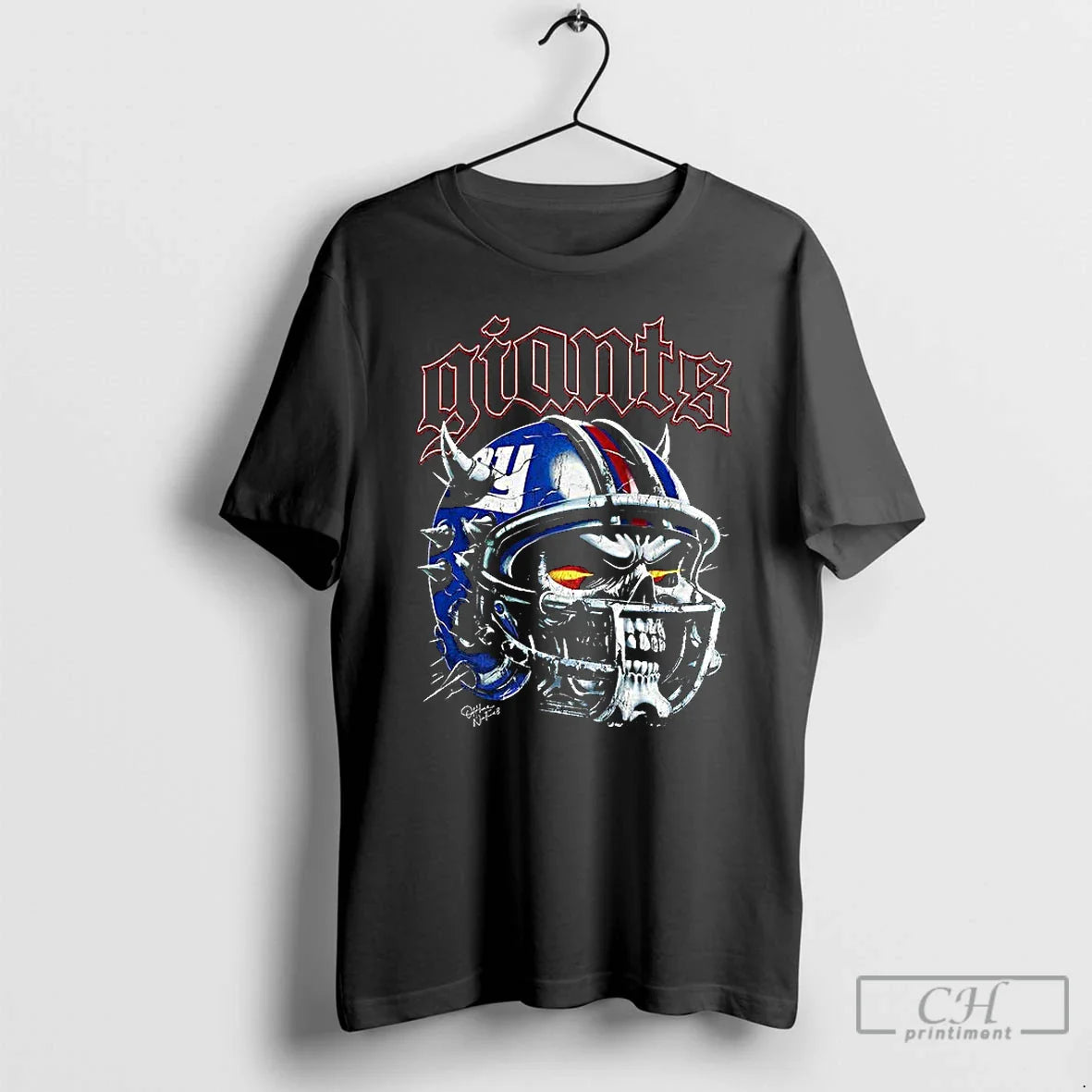 Premium New York Giants Football Skull Helmet Halloween T Shirts Tee