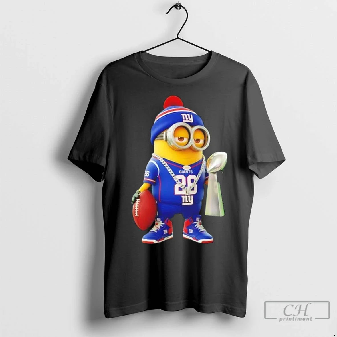 Premium New York Giants X Minions Hold Super Bowl Trophy Tee Vintage