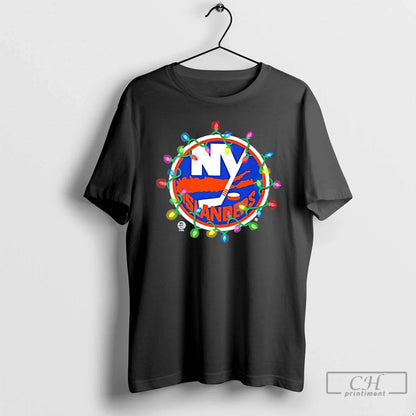 Premium New York Islanders Logo Holiday Lights Hoodie Elegant Fashion