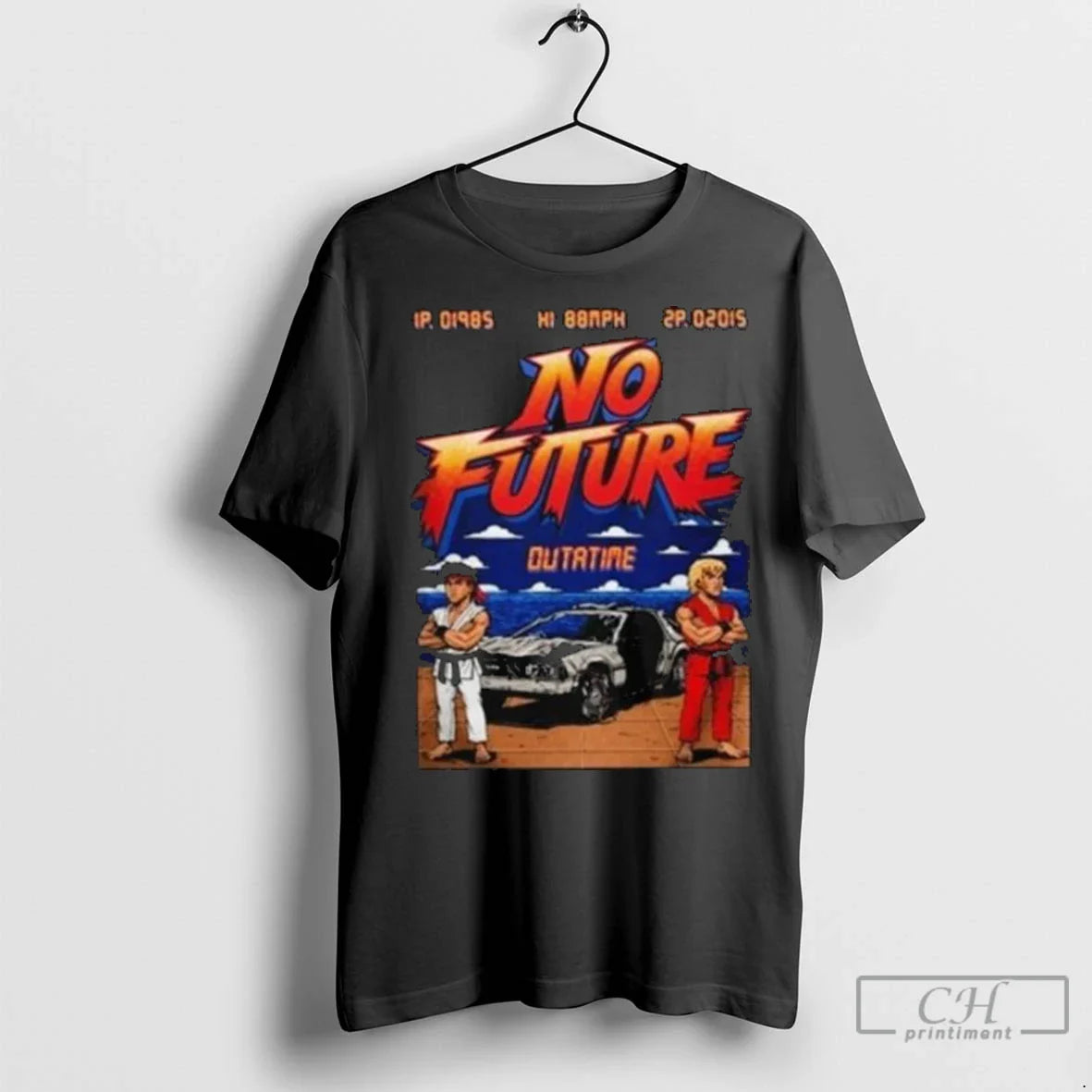 Premium No Future Outatime 80S Arcade Back To Future Long Sleve