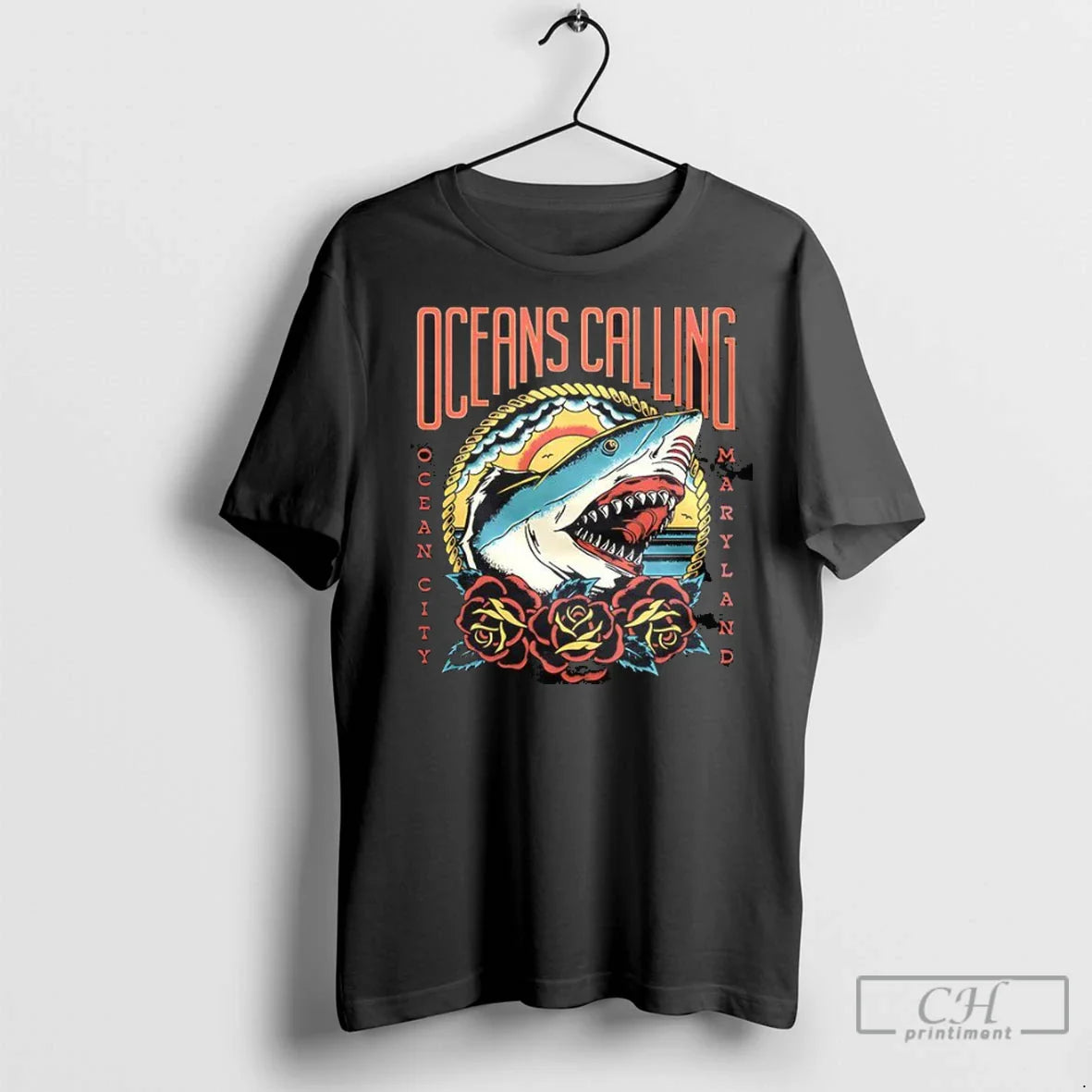 Premium Oceans Calling Shark Lineup Tank Top Trendy Look
