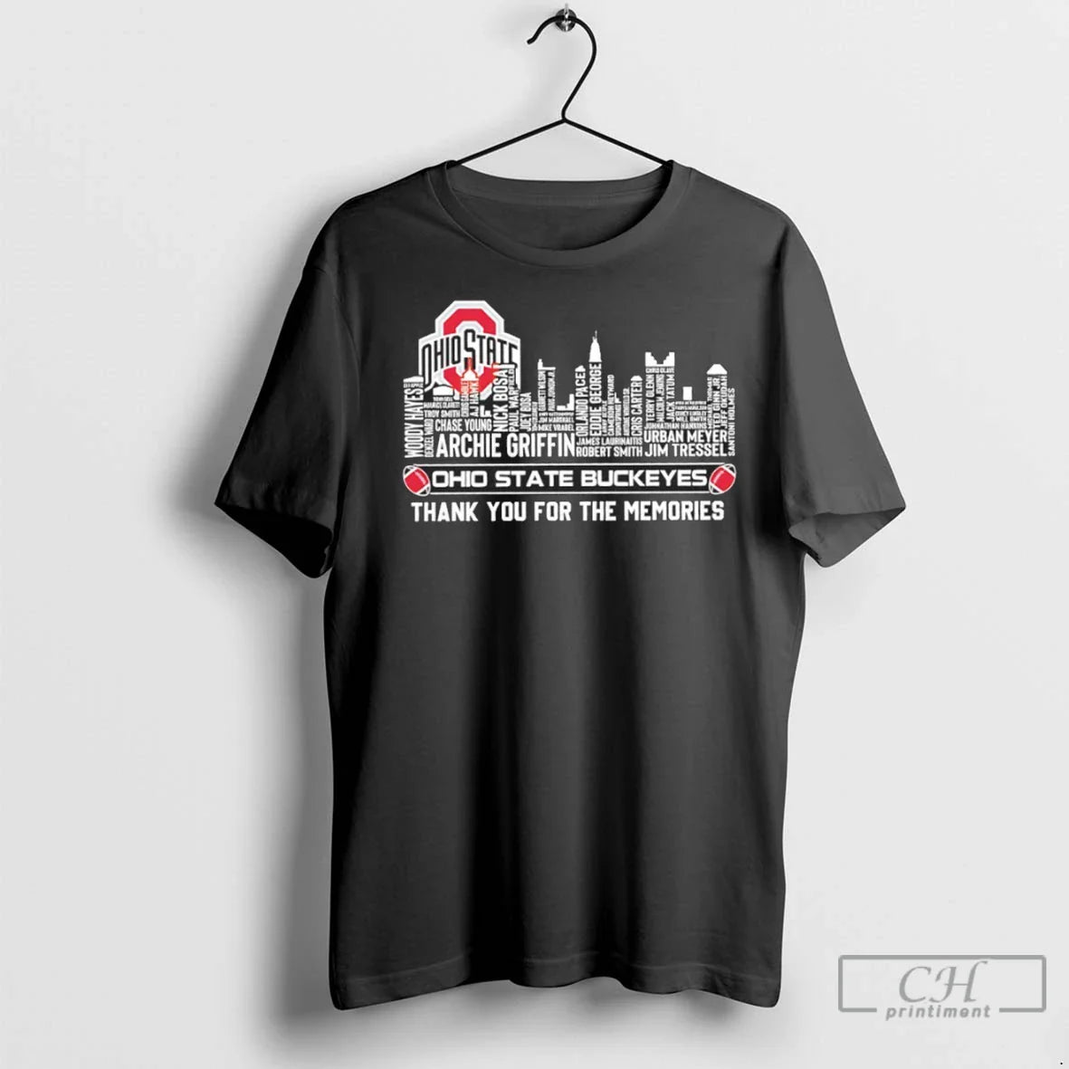 Premium Ohio State Buckeyes Football Players Names City Skyline