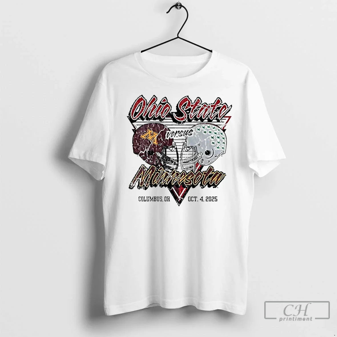 Premium Ohio State Buckeyes Vs Minnesota Gophers 2025 Ncaa Helmet Tee