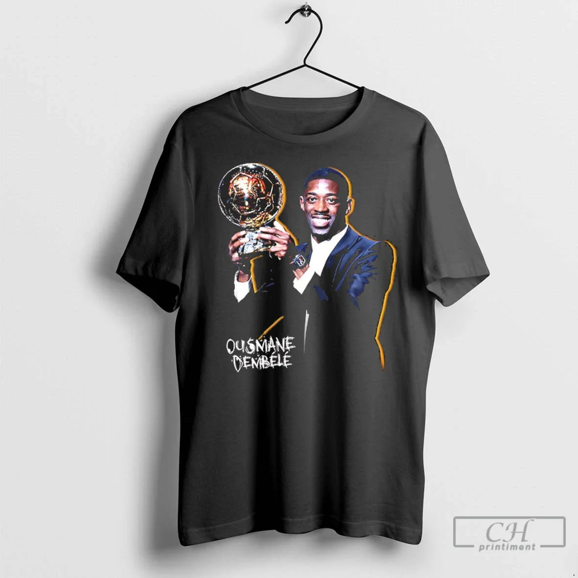 Premium Ousmane Dembele And 2025 Ballon Dor Awards Trophy Tee Vintage
