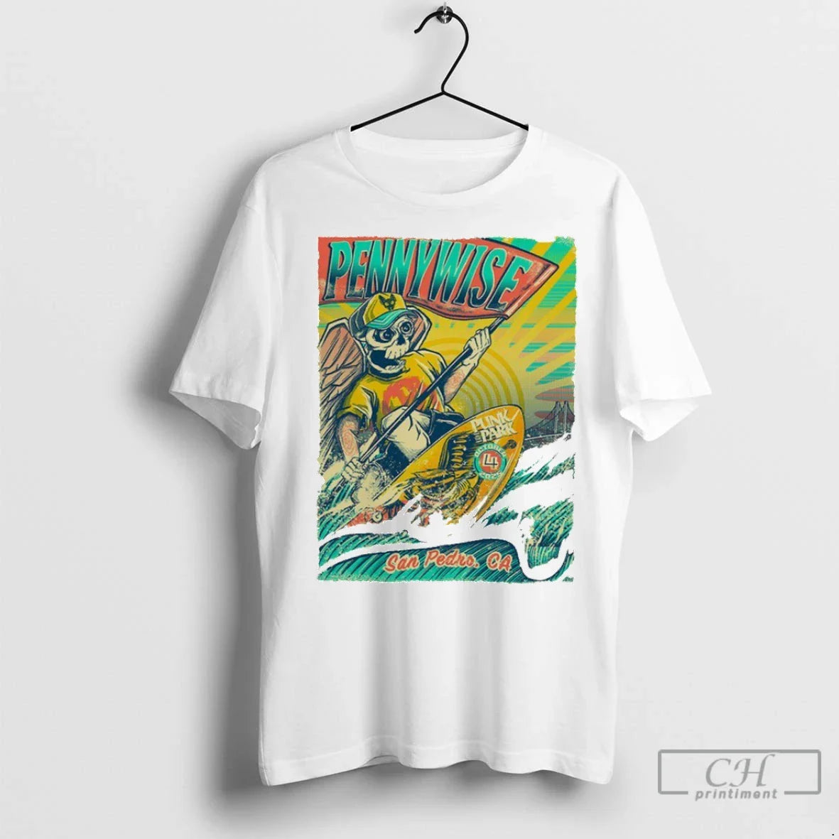 Premium Pennywise Punk Park Oct 4 2025 San Pedro Ca Skeleton Surf Tee