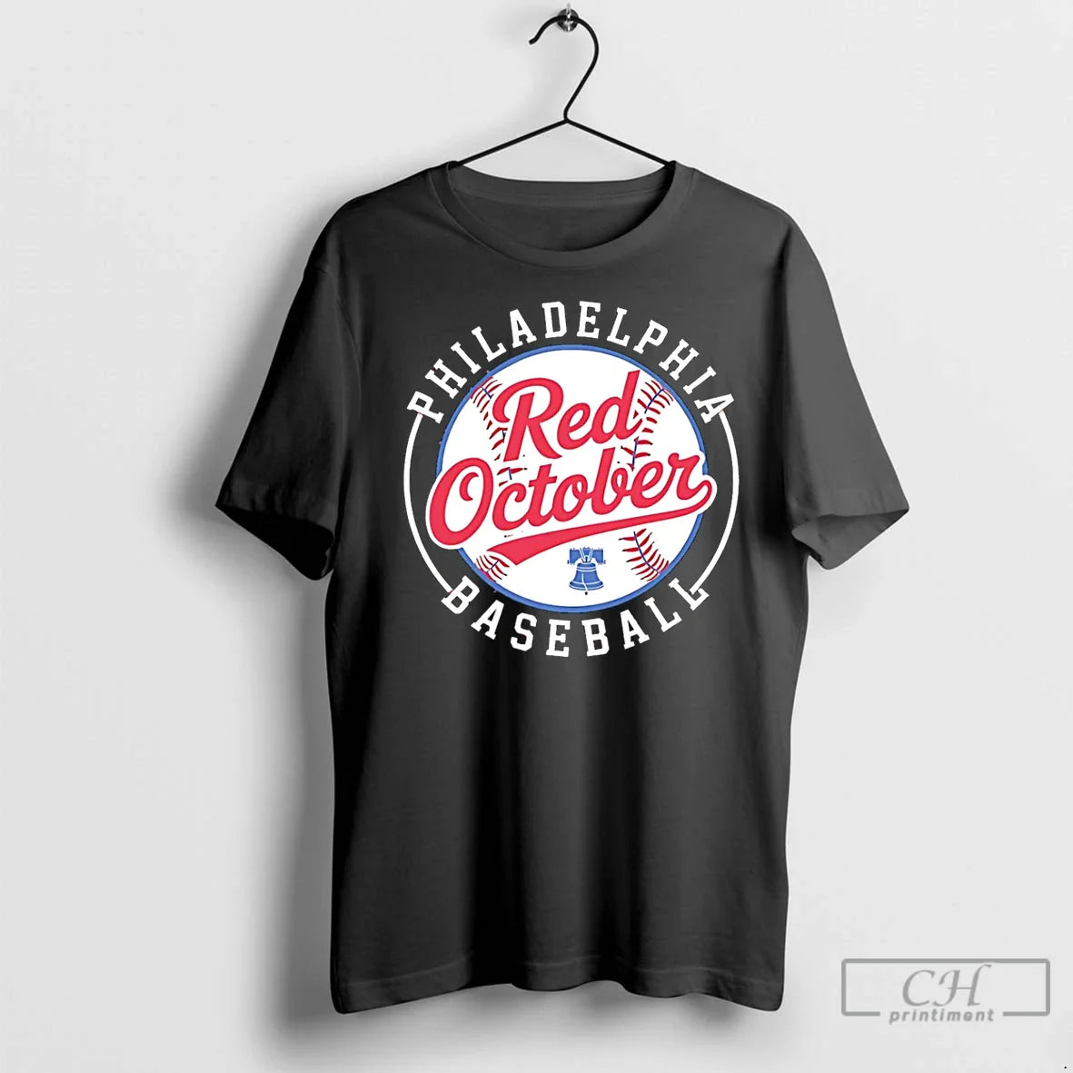 Premium Philadelphia Phillies Red October Logo TShirt Modern