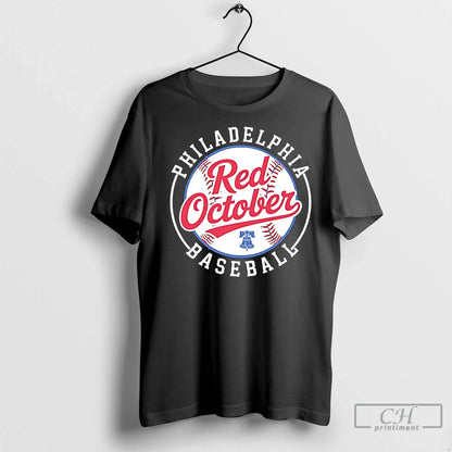 Premium Philadelphia Phillies Red October Logo TShirt Modern