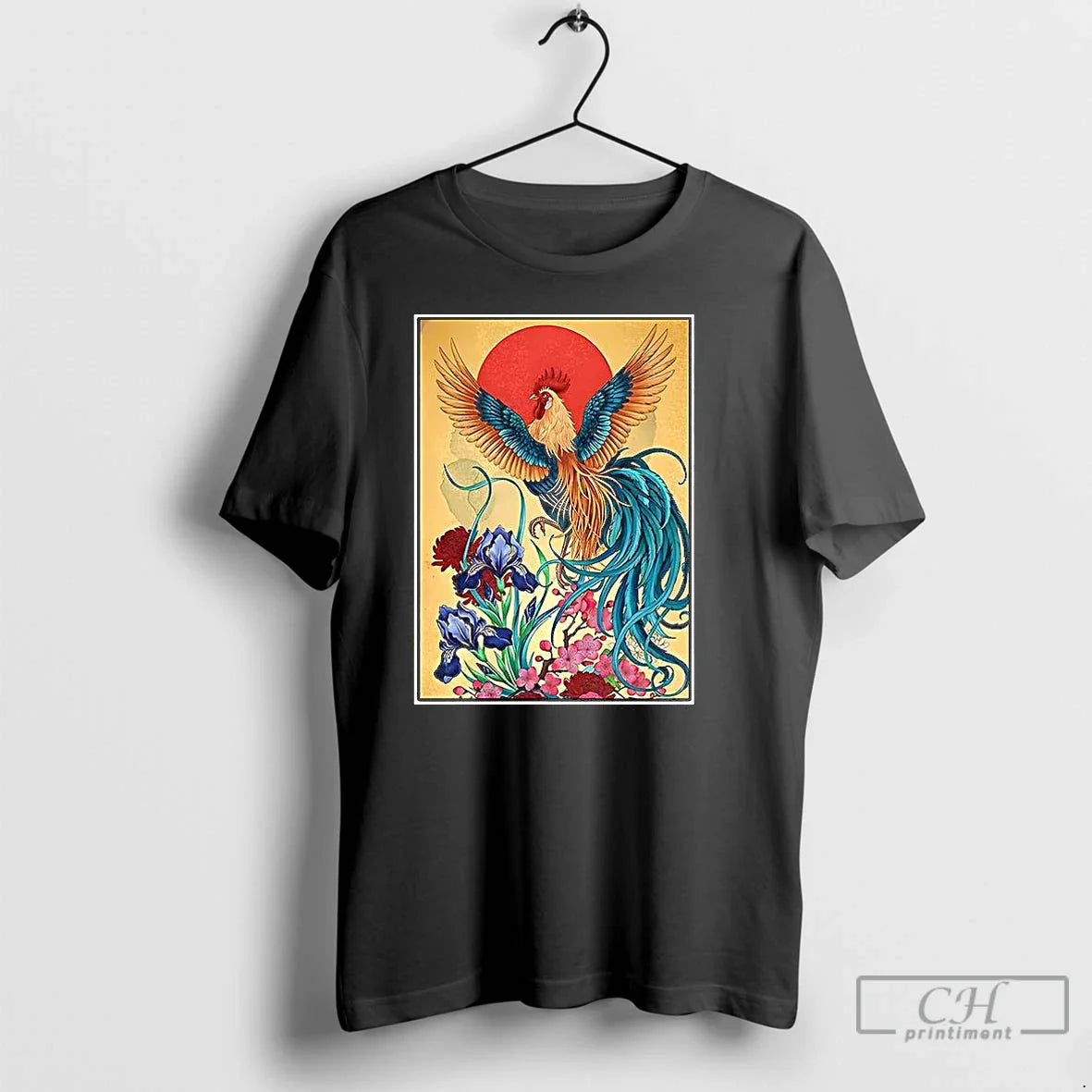 Premium Phoenix Rooster And Flowers Hoodie Trendy Merch