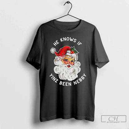 Premium Pittsburgh Santa He Knows If Yinz Are Nebby Tank Top Retro