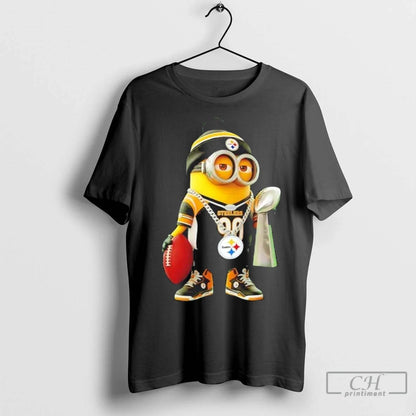 Premium Pittsburgh Steelers X Minions Hold Super Bowl Trophy TShirt