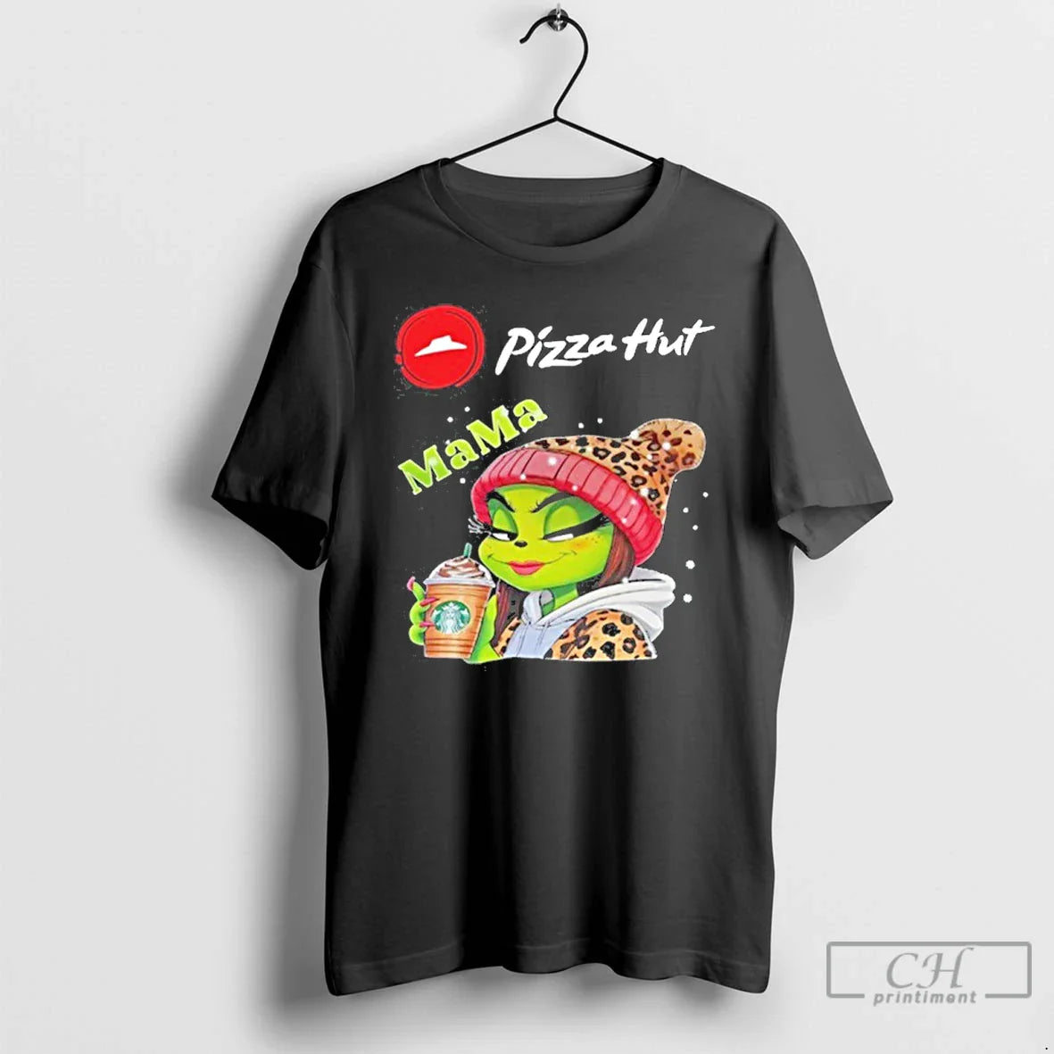 Premium Pizza Hut Logo Mama Grinch Drink Coffee T Shirts Hoodie
