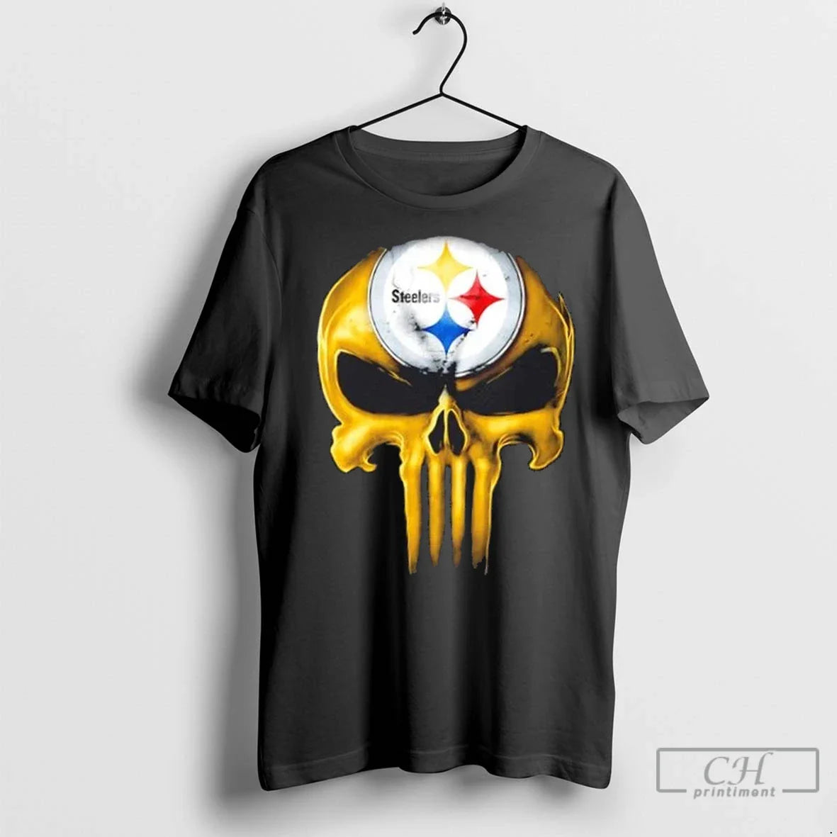 Premium Punisher Skull X Pittsburgh Steelers Football Horror