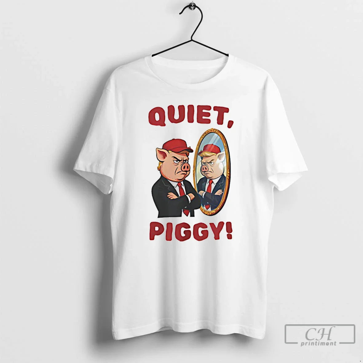 Premium Quiet Piggy Meme Anti Trump Satirical 2025 Tank Top Elegant