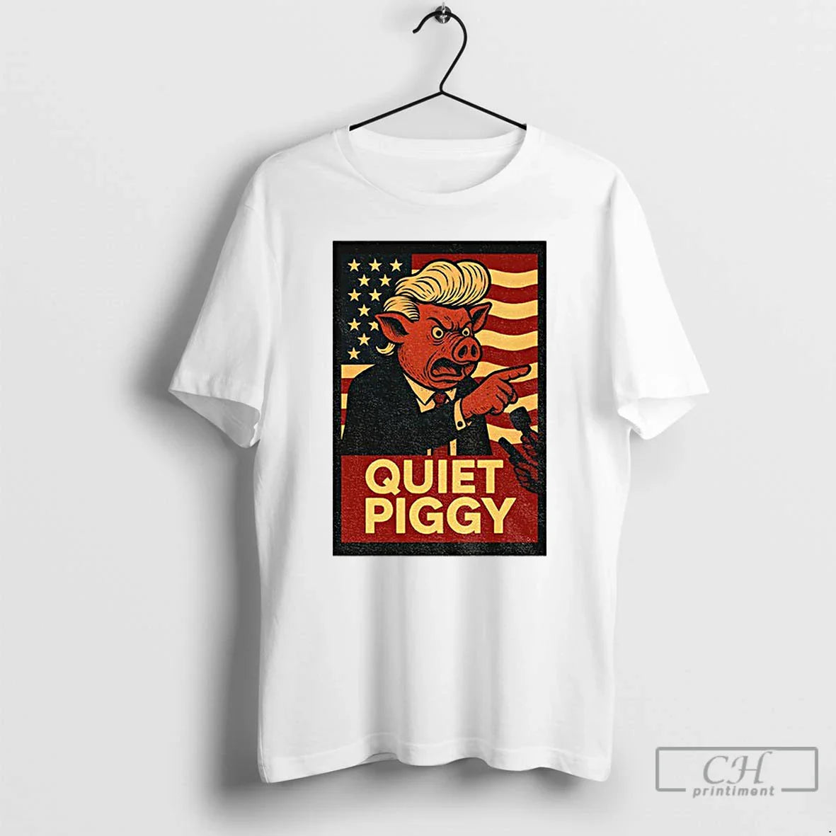 Premium Quiet Piggy Political Rude Potus Satire American Flag Tee