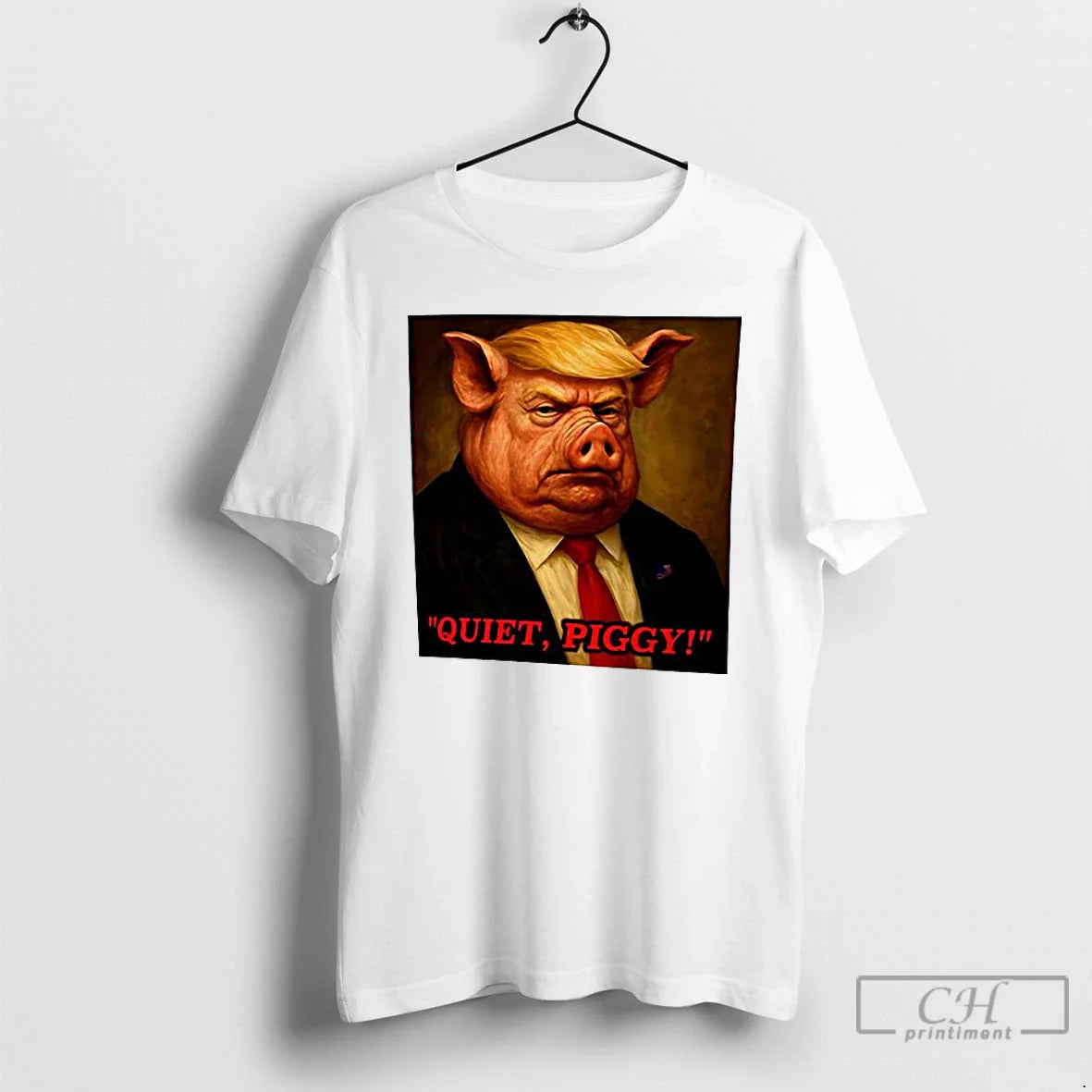 Premium Quiet Piggy Portrait Trump Pig Meme Tee Designer Gift
