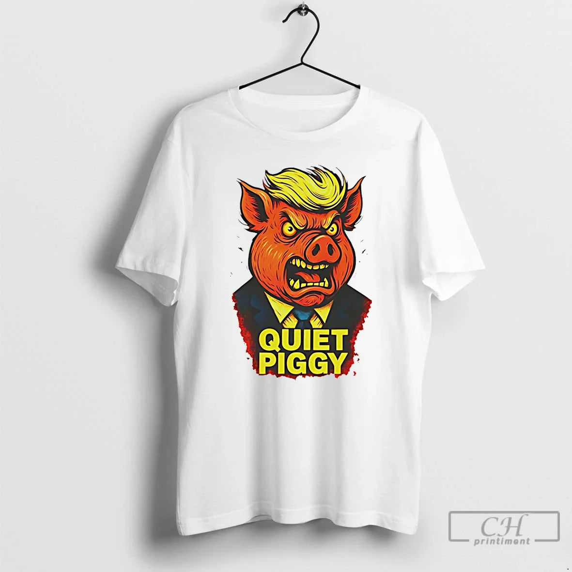 Premium Quiet Piggy Pig Head Tee Exclusive Art