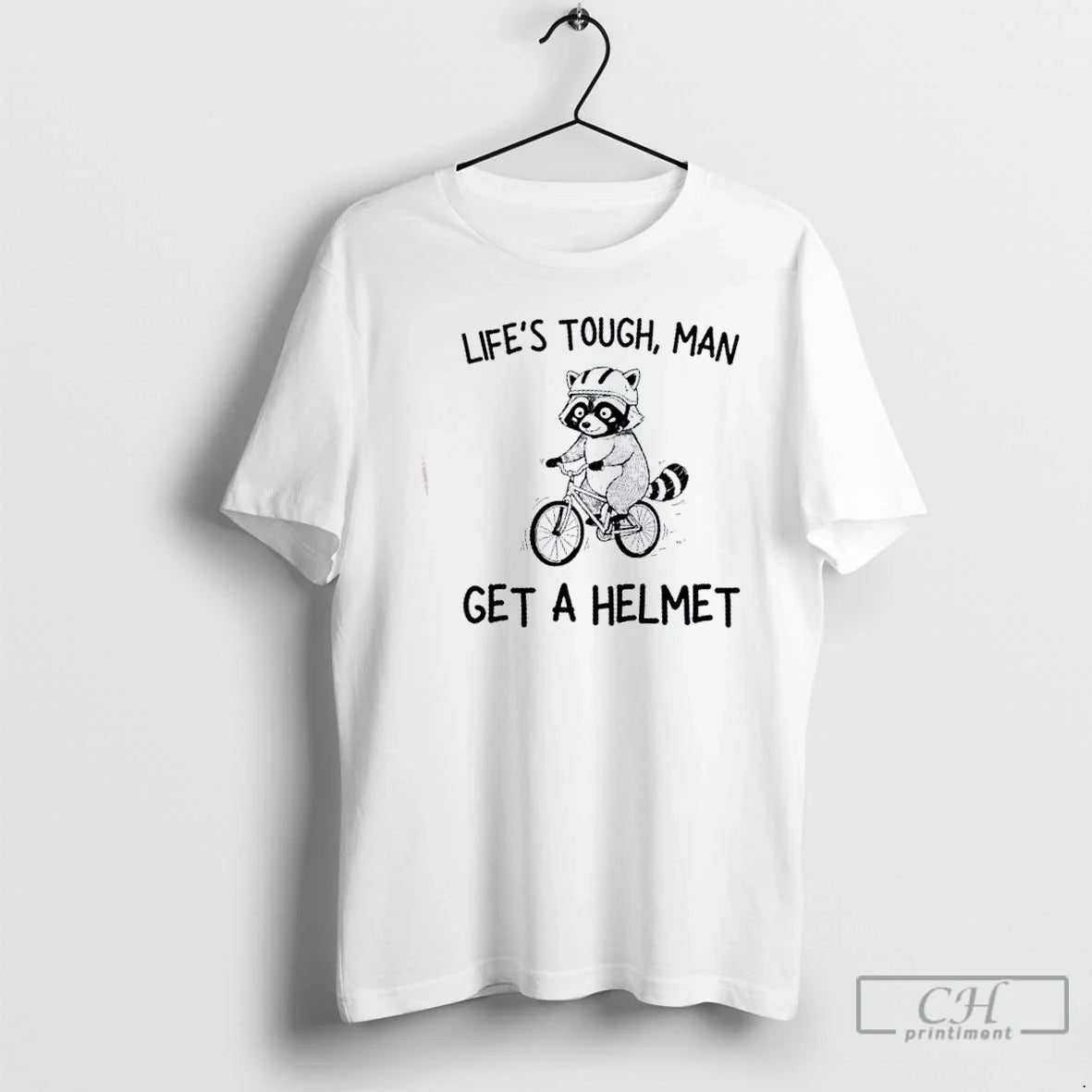Premium Raccoon Bicycle Lifes Tough Get Helmet T Shirts Hoodie Trendy