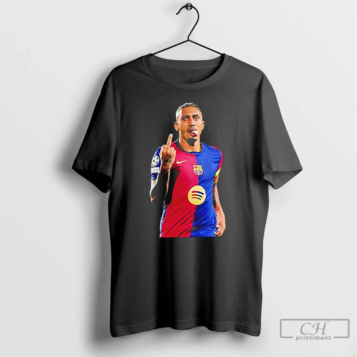 Raphinha Middle Finger Barcelona Brasil TShirt Designer Outfit