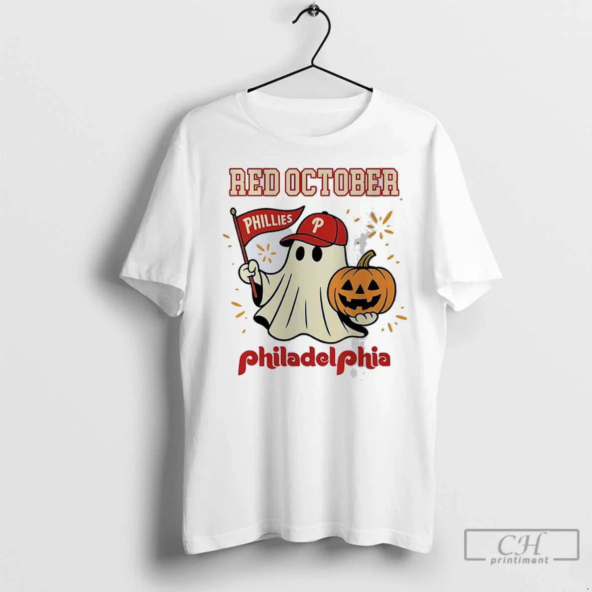 Premium Red October Halloween Ghost Philadelphia Phillies Shirt
