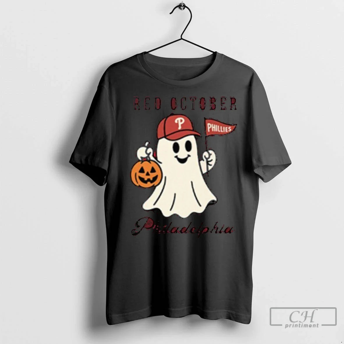 Premium Red October Philadelphia Phillies Halloween Ghost TShirt