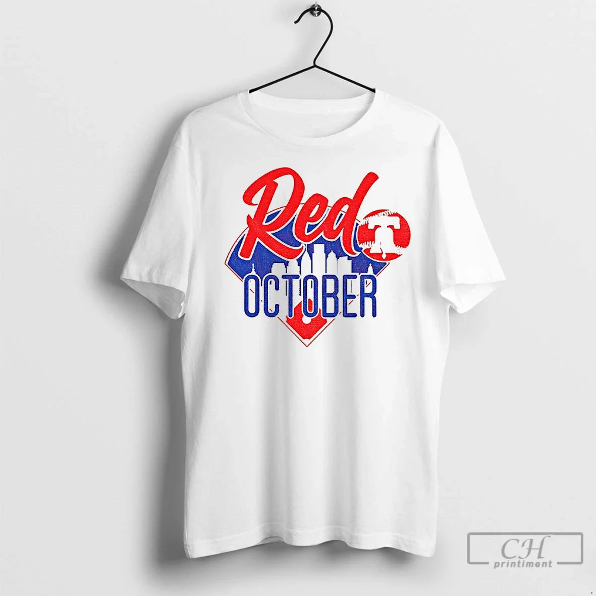 Premium Red October Philly Baseball Skyline Hoodie Unique Design