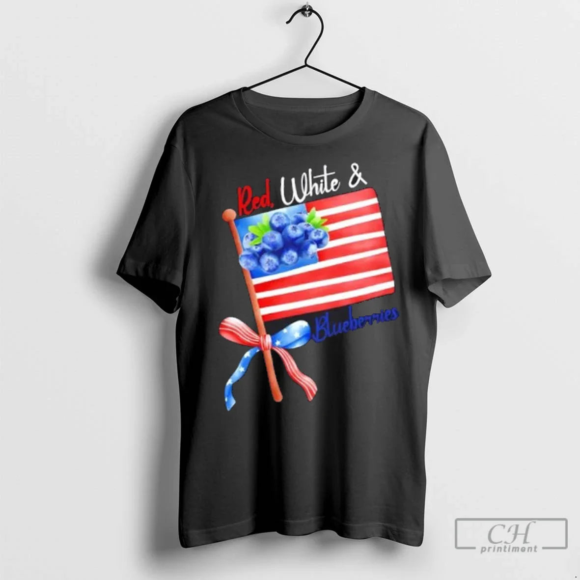 Premium Red White And Blueberries American Usa Flag Tee Vintage