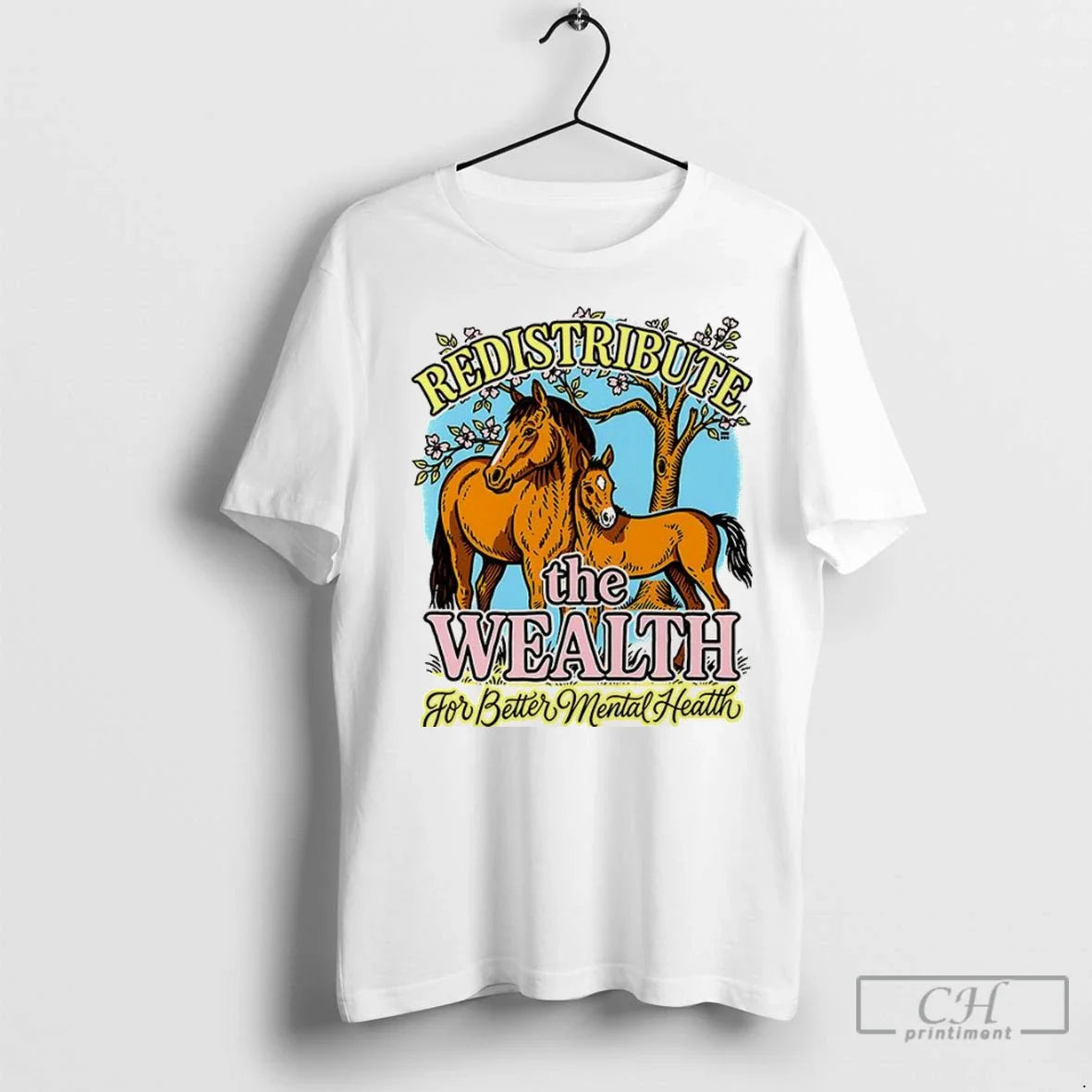 Premium Redistribute Wealth Better Mental Health Horse Hoodie