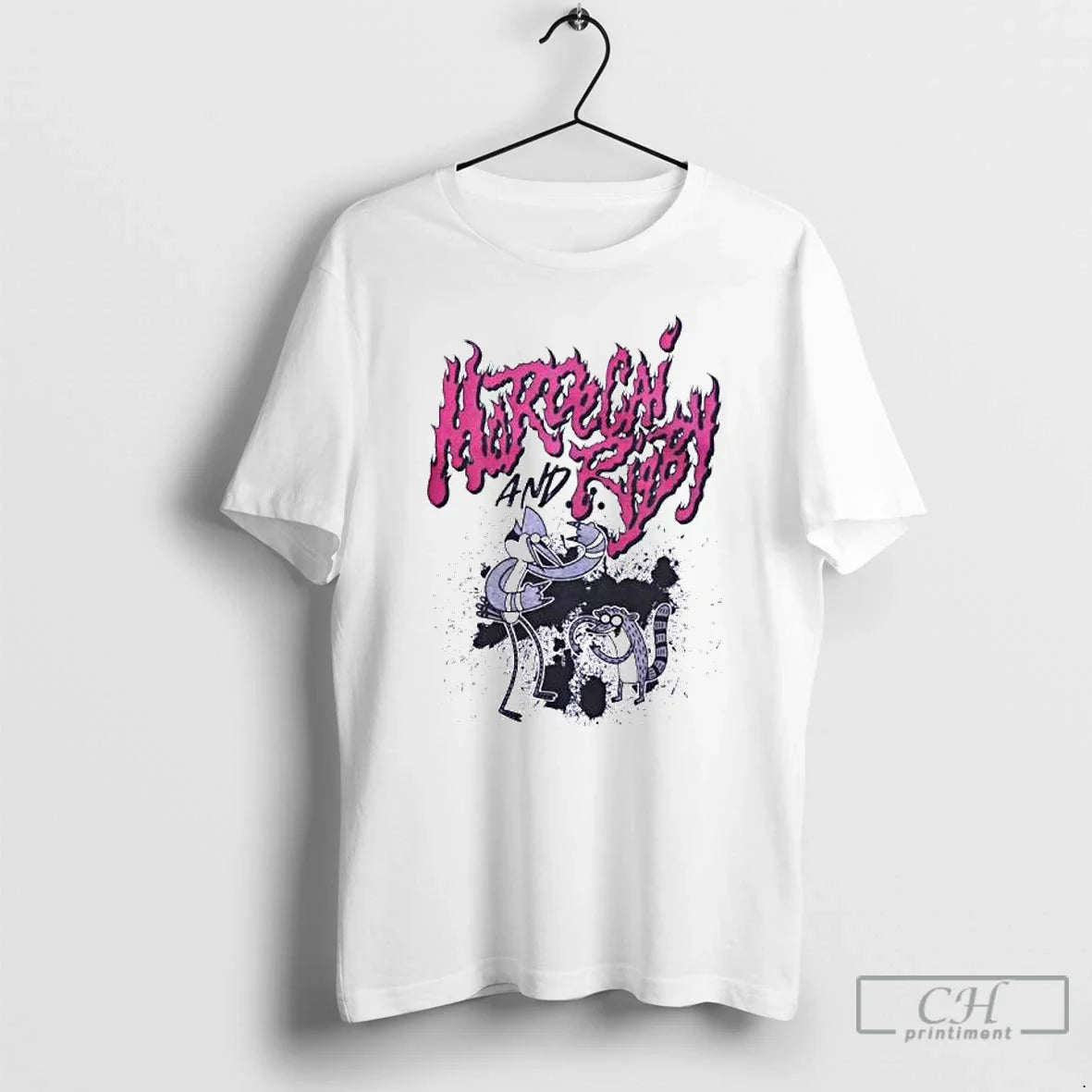 Premium Regular Show Mordecai And Rigby Flame Ornaments T Shirts Tee