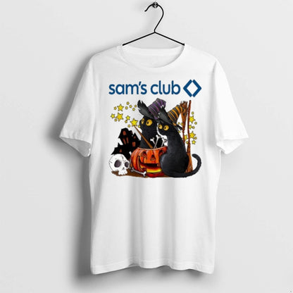 Premium Sams Club Logo Cats Witch Halloween T Shirts Long Sleeve