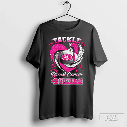 Premium San Francisco 49Ers Breast Cancer Awareness Tackle Heart T
